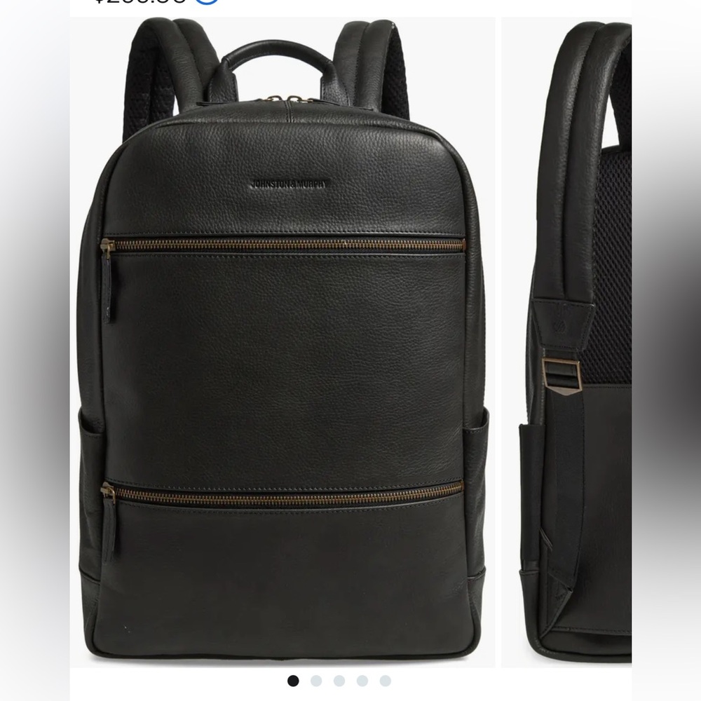 JOHNSTON & MURPHEY black Leather Backpack